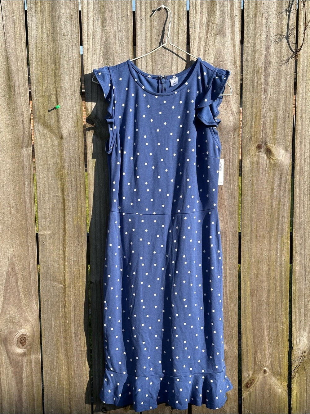 Old Navy Navy Blue Polka Dot Ruffle Sleeve Dress